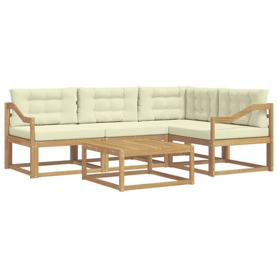 Ensemble de canapés d'extérieur 5 pc blanc et crème polyester