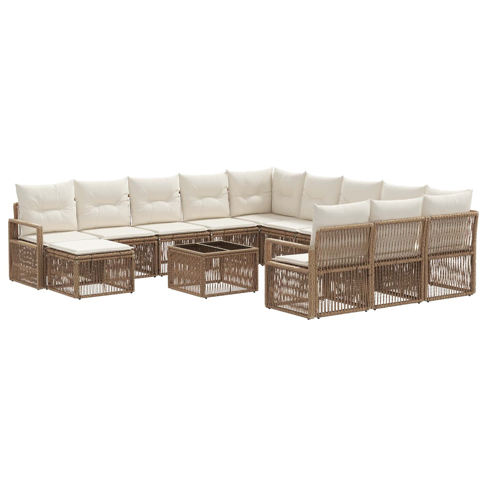 Ensemble de canapé de jardin 13 pcs beige polyrotin