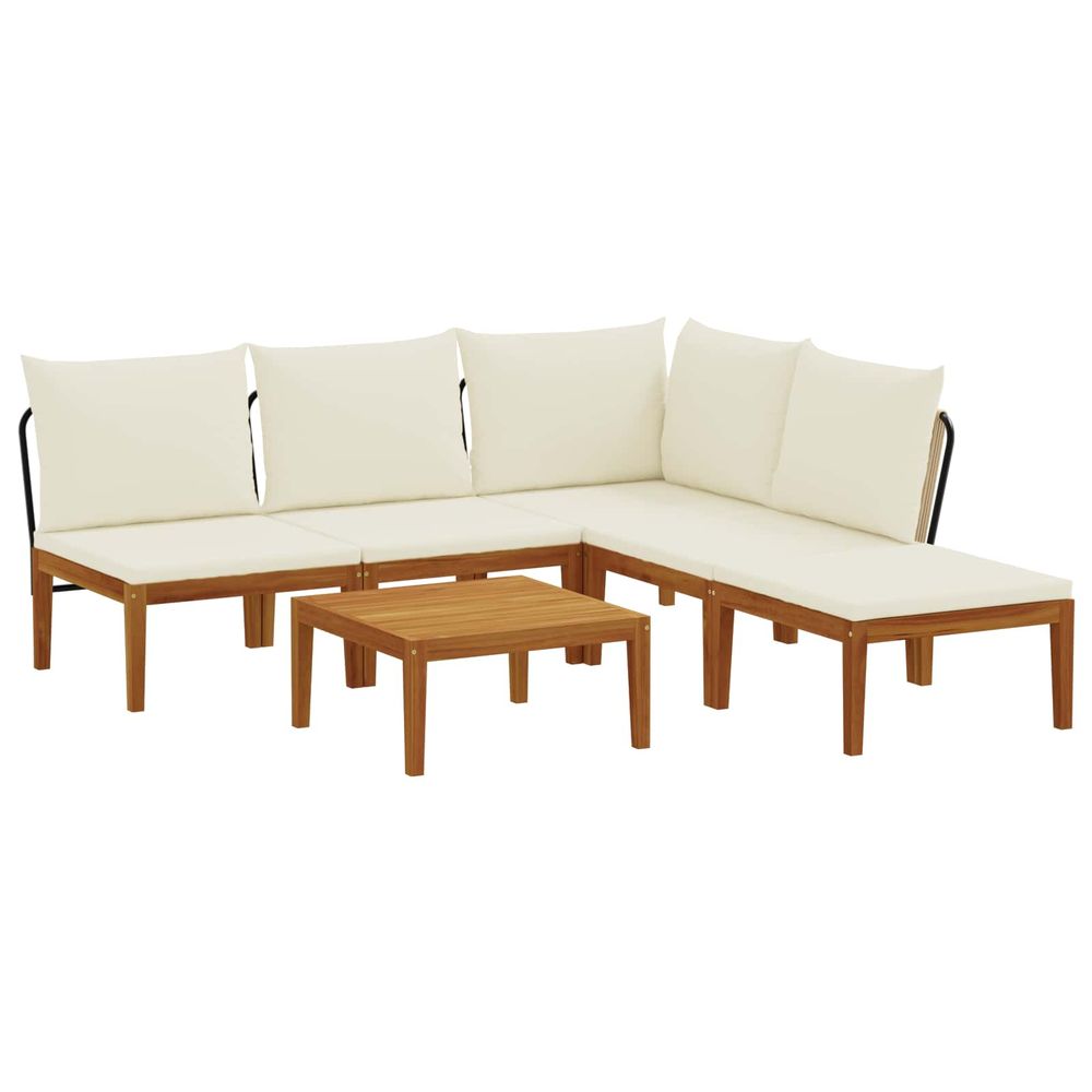 6 pc bois d'acacia massif et corde naturel