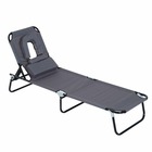 Chaise longue pliante bain de soleil gris - L.190 x l.56 x H.28 cm