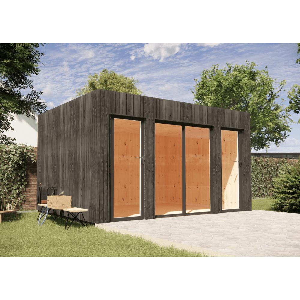Bureau de jardin 4 saisons en bois 4,4 x 3,5 x 2,7 m / isolation re2020 avec plancher isolé