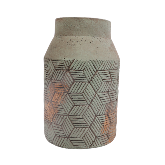 ° vase en béton vert de gris ø14.5 x 24 cm