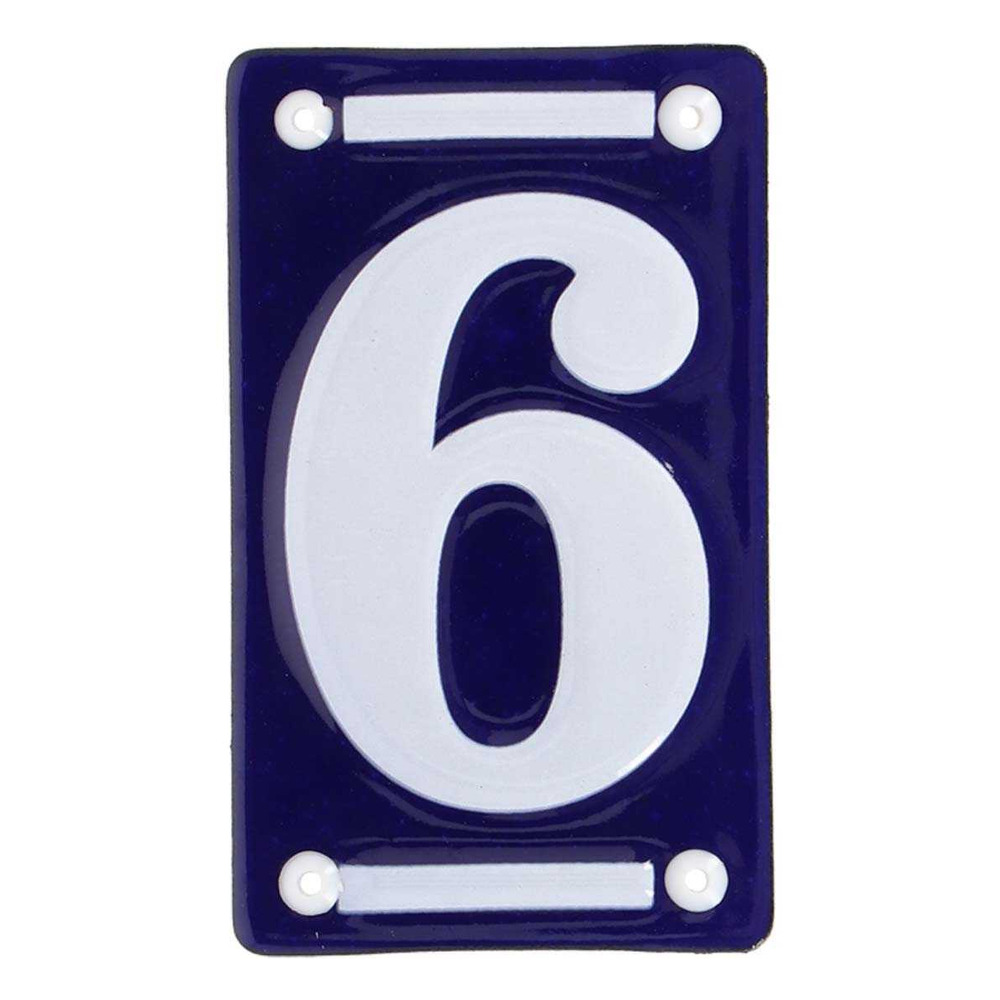 Numéro de maison en fer émaillé chiffre 6