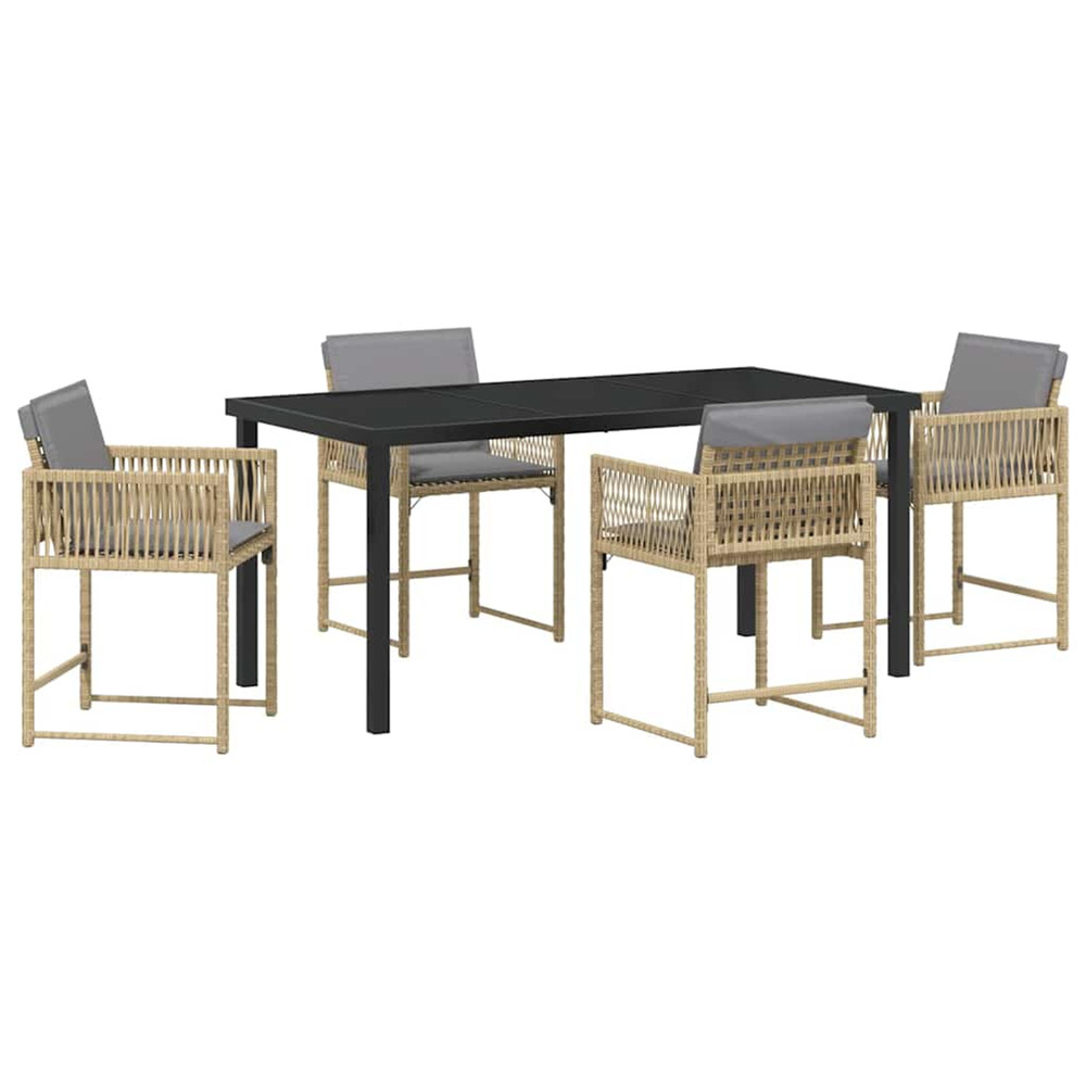 Ensemble de salle à manger pour jardin 5 pcs beige polyrotin