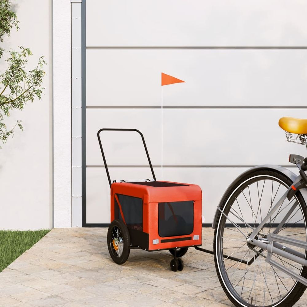 Remorque vélo pour chien 30kg poussette 2-en-1 pour balades orange