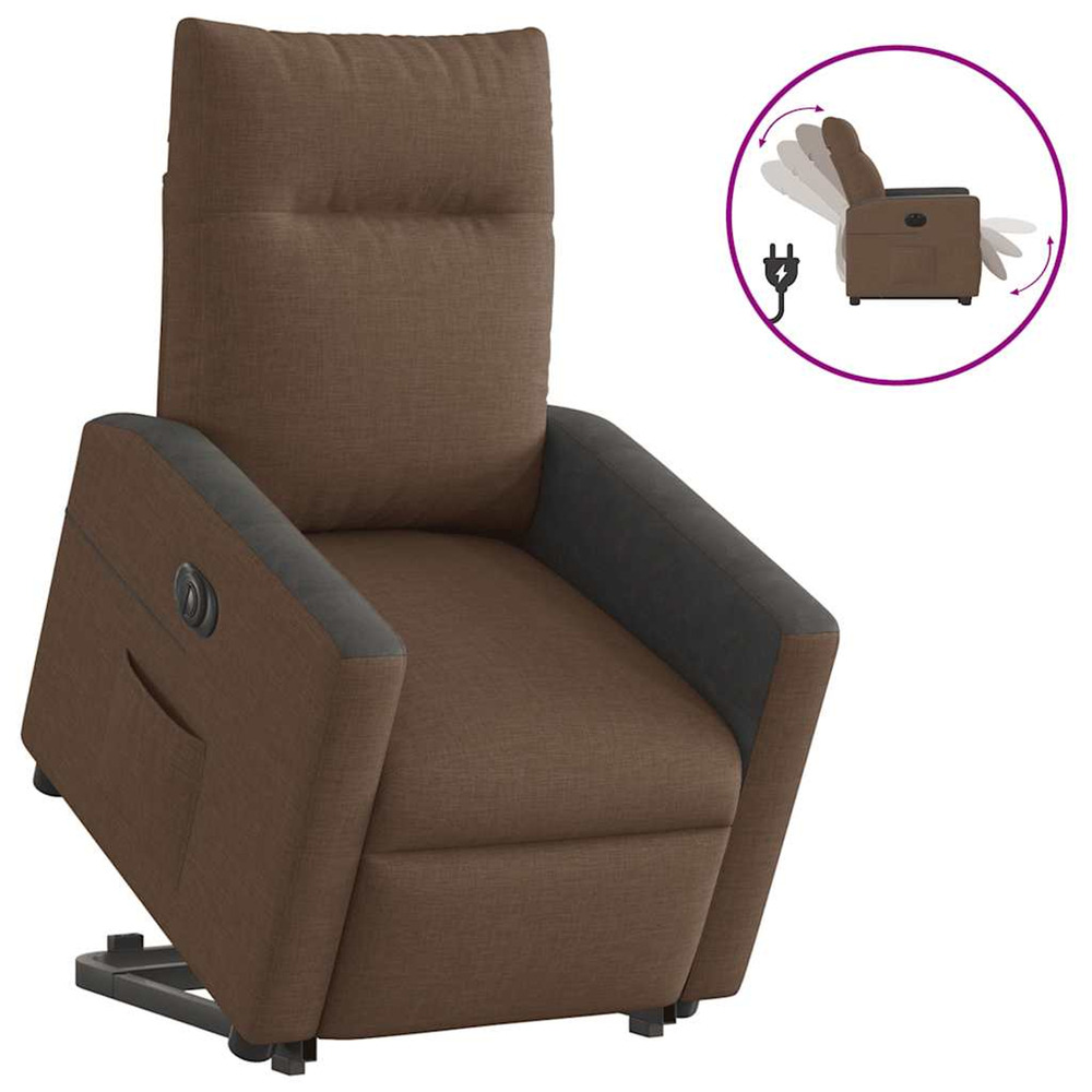 Fauteuil inclinable électrique marron tissu
