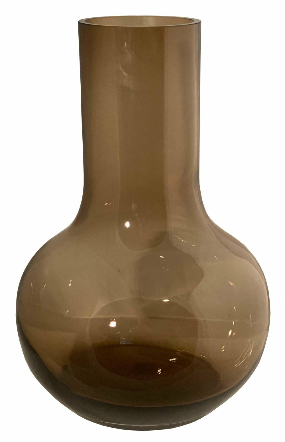Vase en verre taupe - h37cm, ø25cm