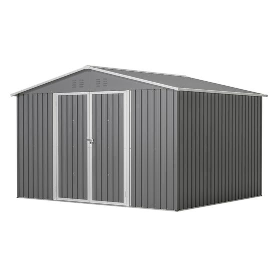 Abri de jardin métal galvanisé pour outils rangement 300 x 252 x 191 cm anthracite - comfortxl outdoor living