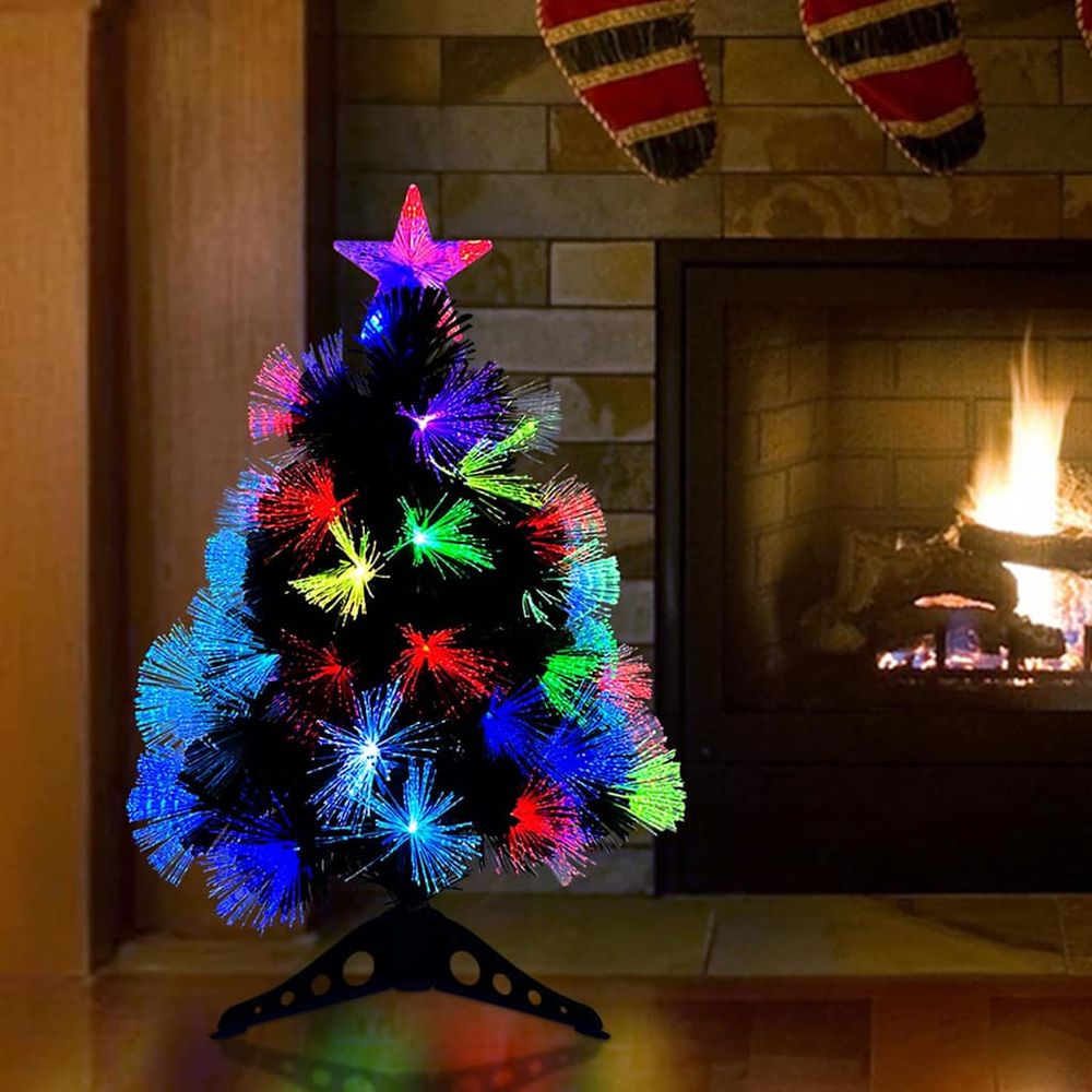 Sapin de noël artificiel en pvc avec led multicolores intégrées vert 64 cm