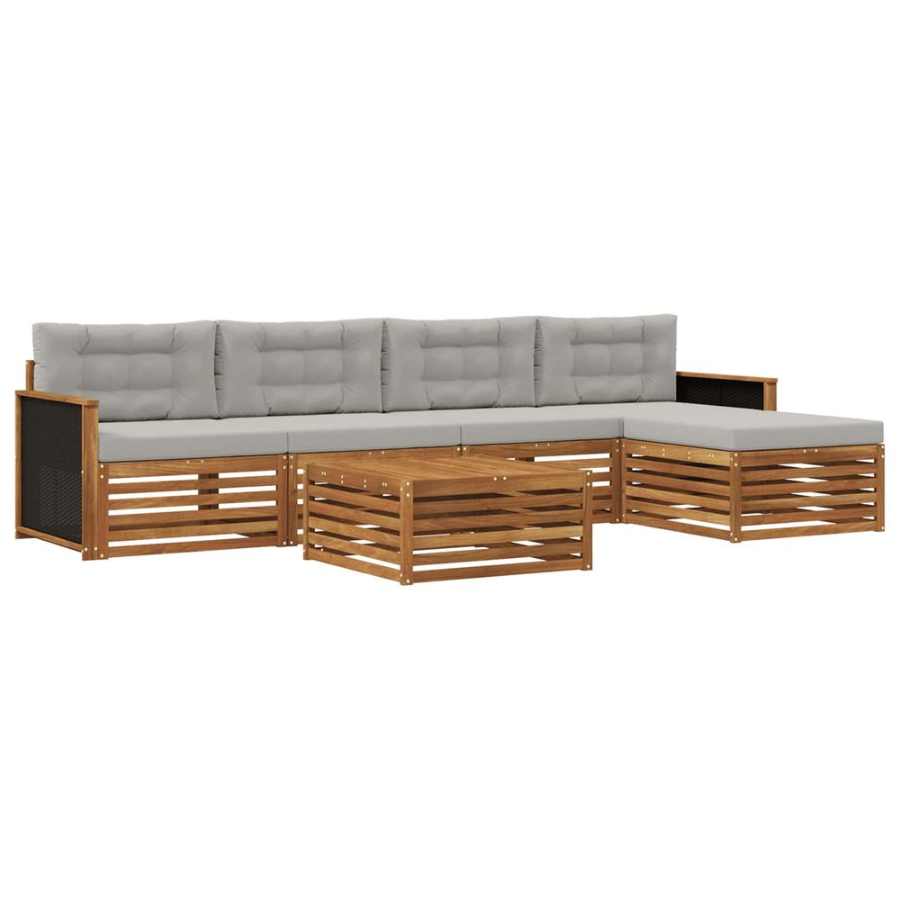 Ensemble de canapés d'extérieur 6 pc naturel et gris clair