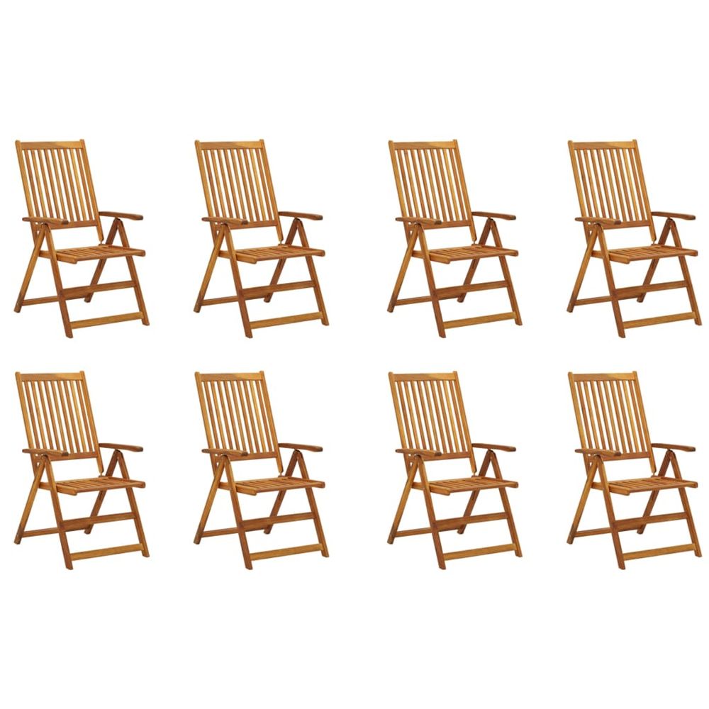 Chaises pliantes 8 pièces en bois d'acacia massif
