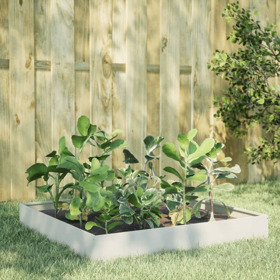 Grand carré potager acier 100x100x26 cm pour culture facile blanc