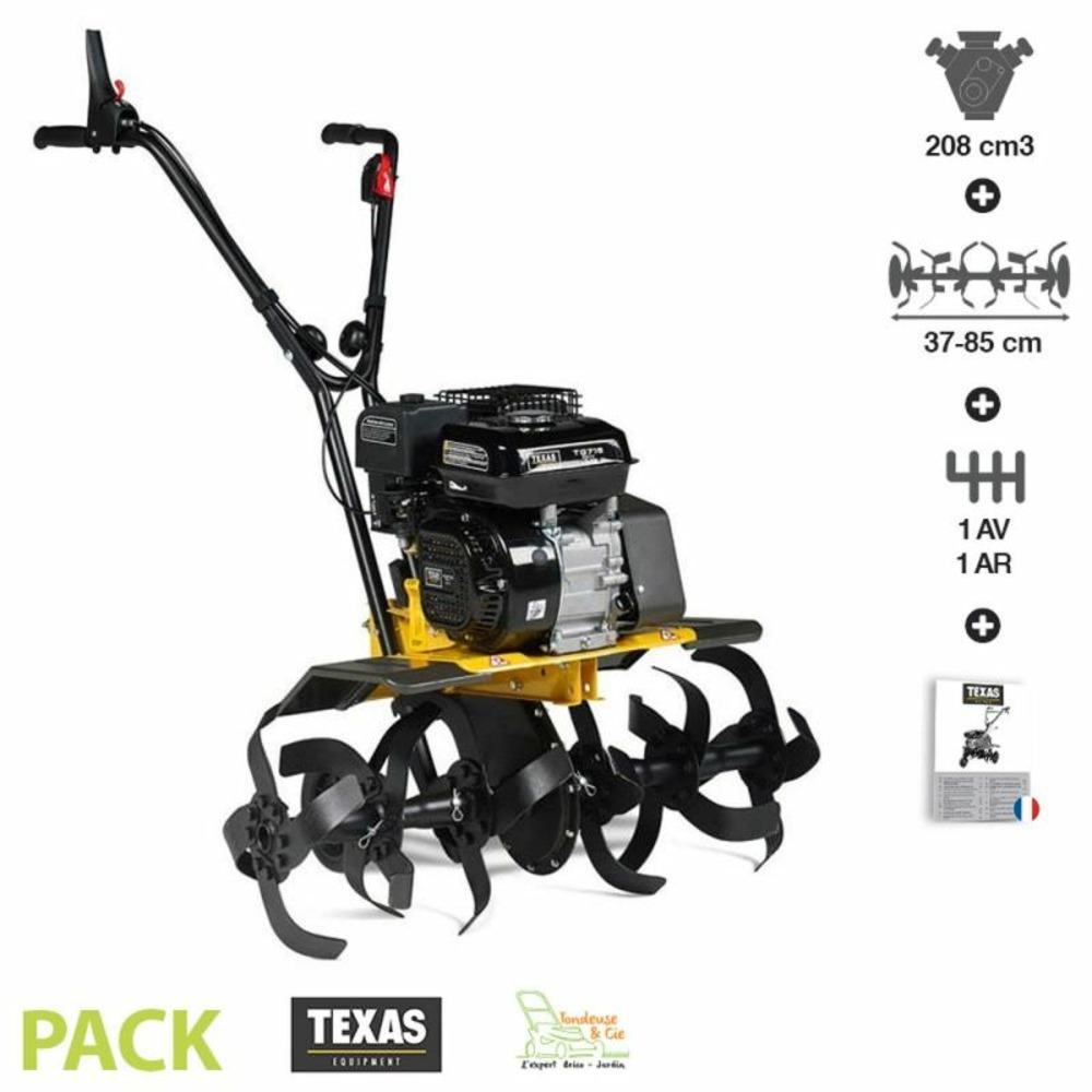 Motobineuse thermique puissante 5,6cv 2 vitesses 3 largeurs de travail jusqu'à 85cm texas lilli 534tg