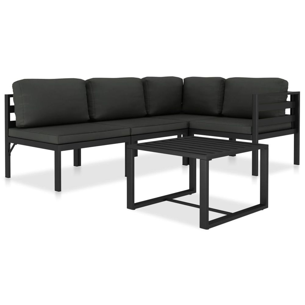 Salon de jardin 5 pcs avec coussins aluminium anthracite