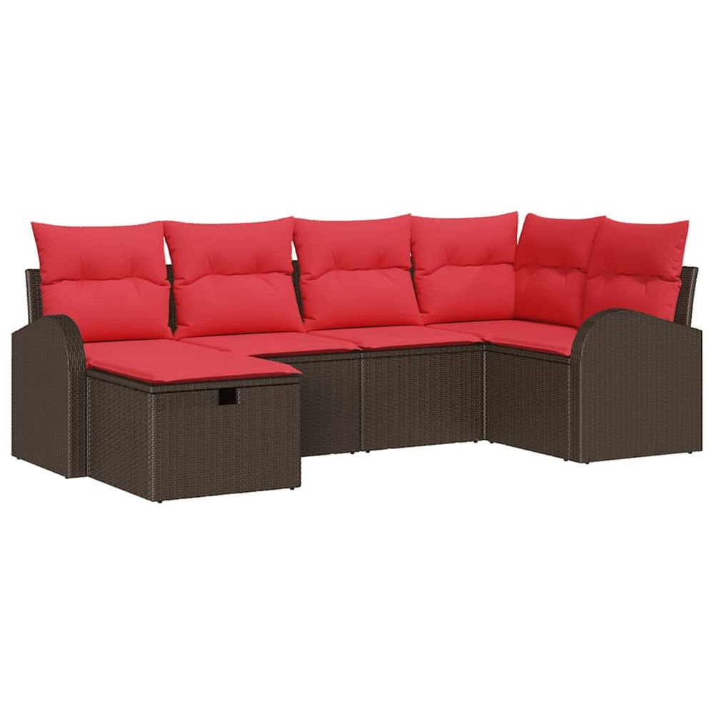 Ensemble de canapés 6 pc 6-nombre de places marron et rouge