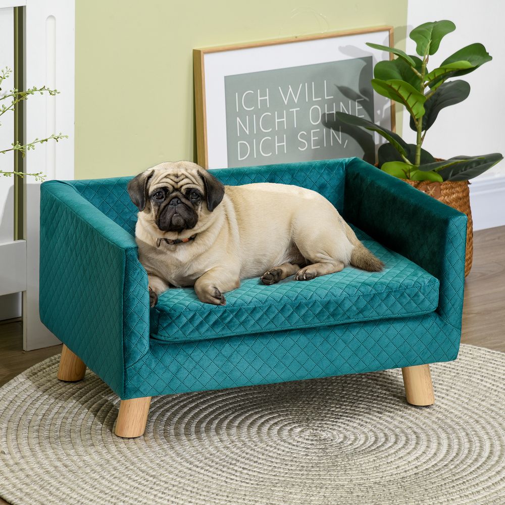 Canapé pour chien et chat en polyester bleu 64 x 45 x 36 cm petits animaux style scandinave avec coussin
