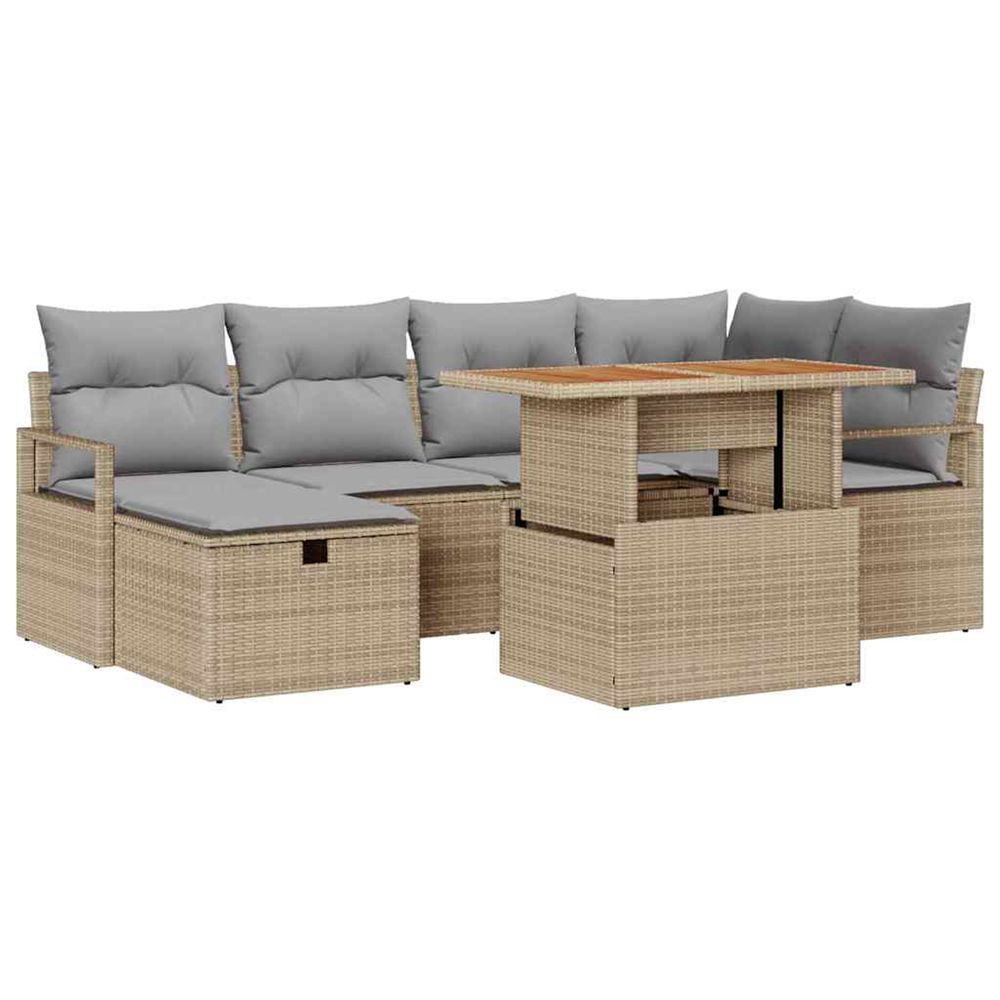 Ensemble de canapé de jardin 7 pc beige polyrotin