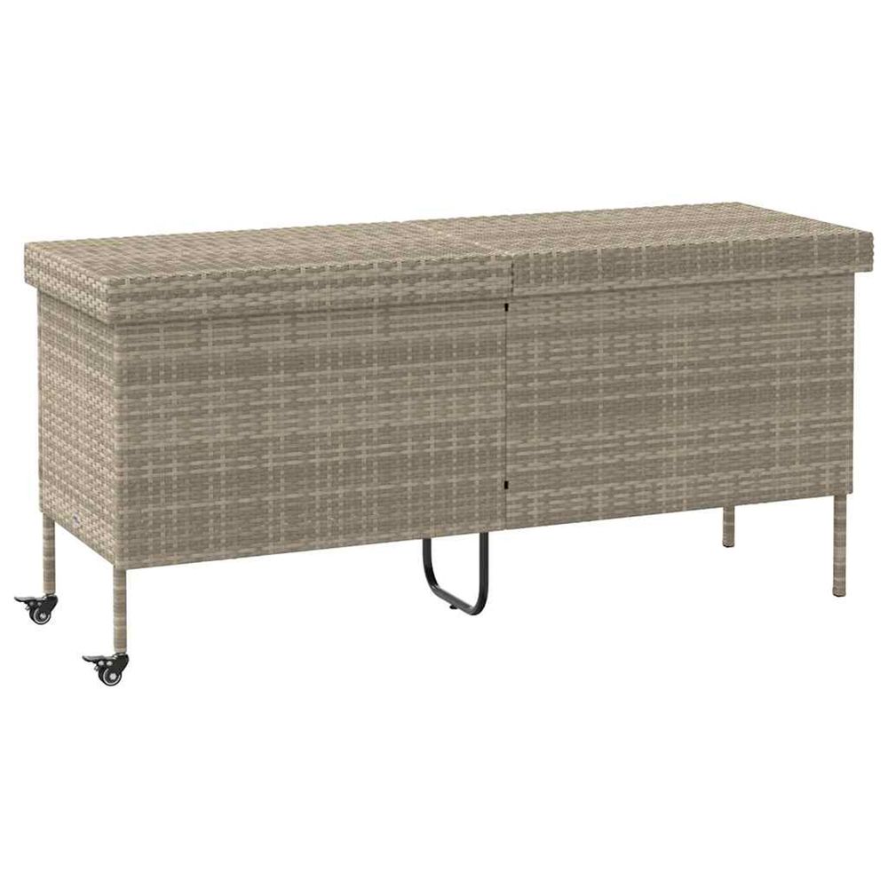 Boîte de rangement de jardin et roues gris clair résine tressée