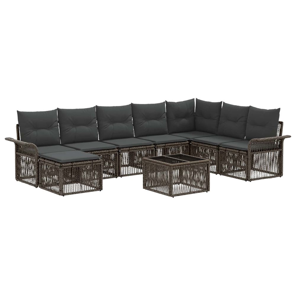 Ensemble de canapé de jardin 9 pc gris polyrotin