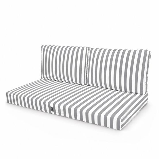 Coussins pour salon de jardin déhoussable 100x50cm rayure gris clair