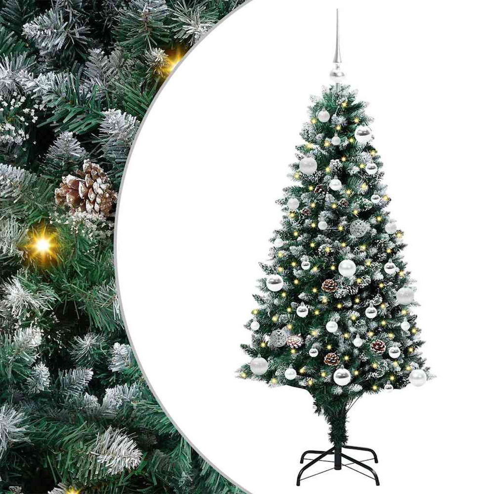 Sapin de noël artificiel vert 150 cm pvc, acier et plastique