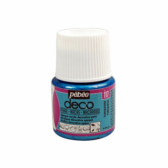 Peinture acrylique opaque nacrée - bleu turquoise - 45 ml