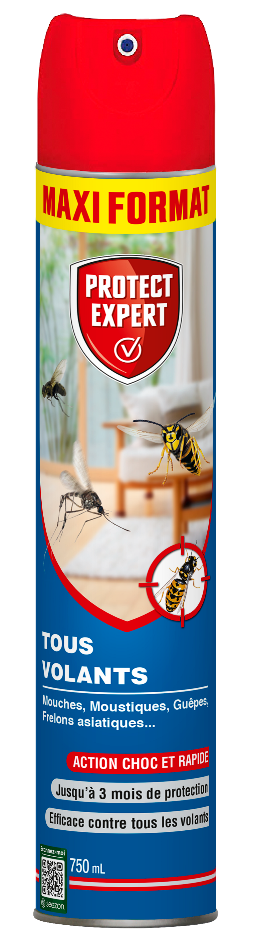 Protect expert aérosol anti insectes volants - prêt a l'emploi - 750ml - insectes volants - action curative & préventive vol750n