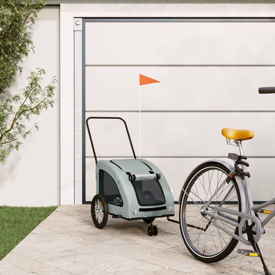 Grand chariot vélo pour chien tissu oxford transport xl 45kg gris