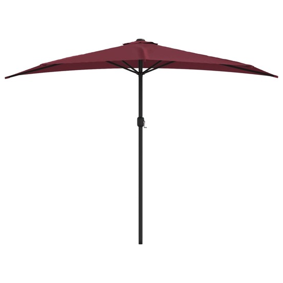 Parasol de balcon mât en aluminium 300 x 150 x 253 cm demi bordeaux