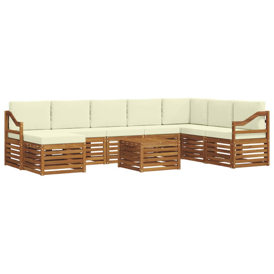 Ensemble de canapé d'angle avec coussin 9 pcs naturel et crème
