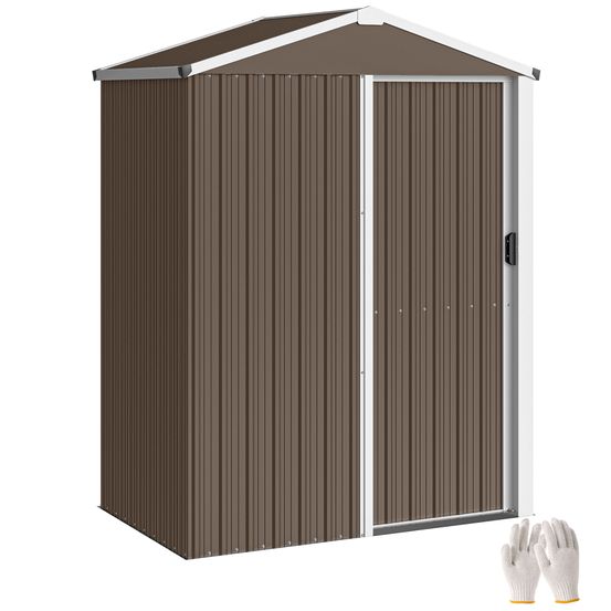 Petit abri de jardin acier extérieur porte coulissante 136x87 cm marron - comfortxl outdoor living