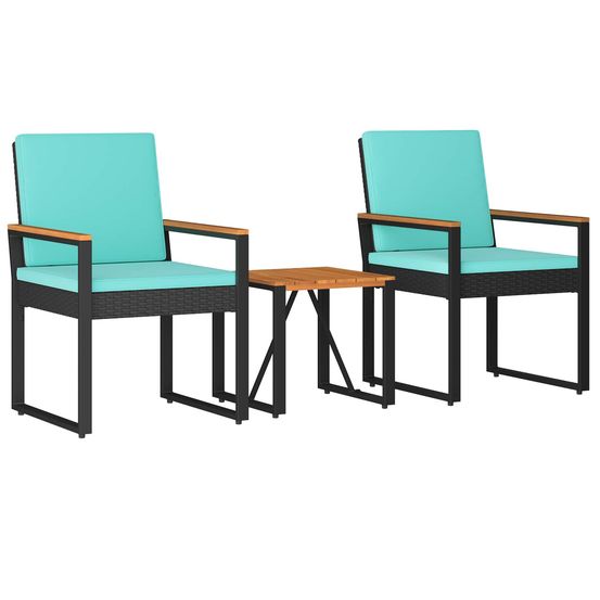 Ensemble de meubles d'extérieur 3 pc noir et turquoise