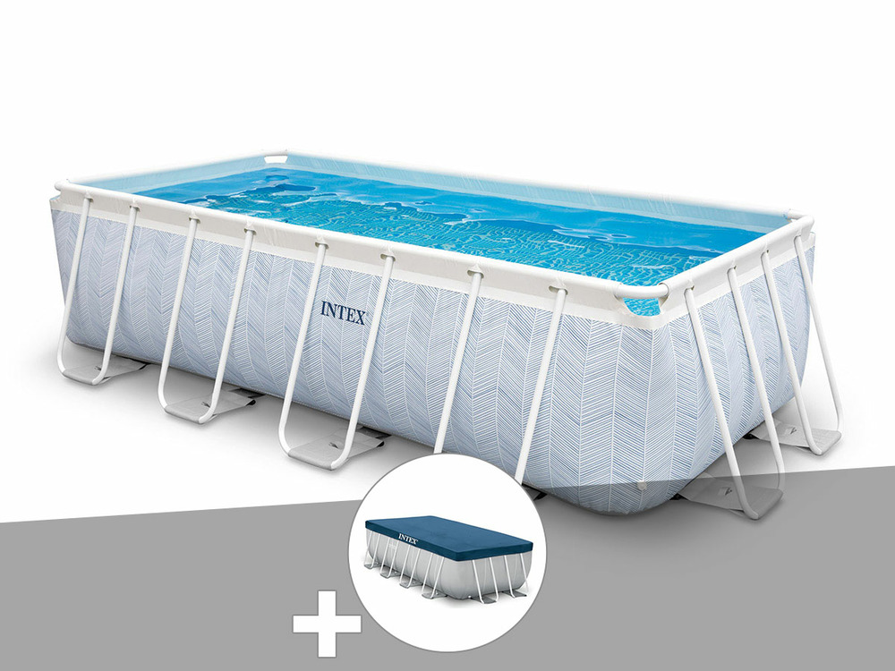 Kit piscine tubulaire chevron rectangulaire 4,00 x 2,00 x 1,00 m + bâche de pro