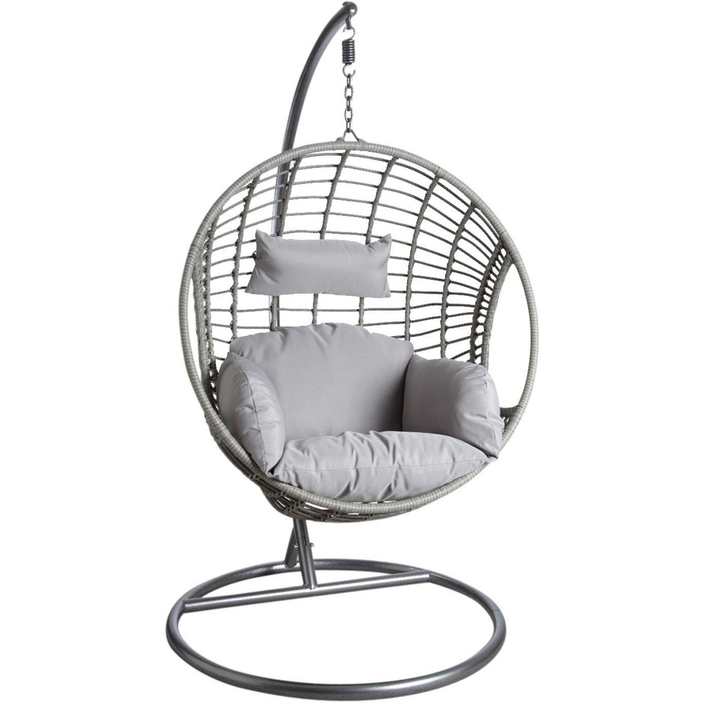 Fauteuil oeuf gris en polyrésine sur pied lawang