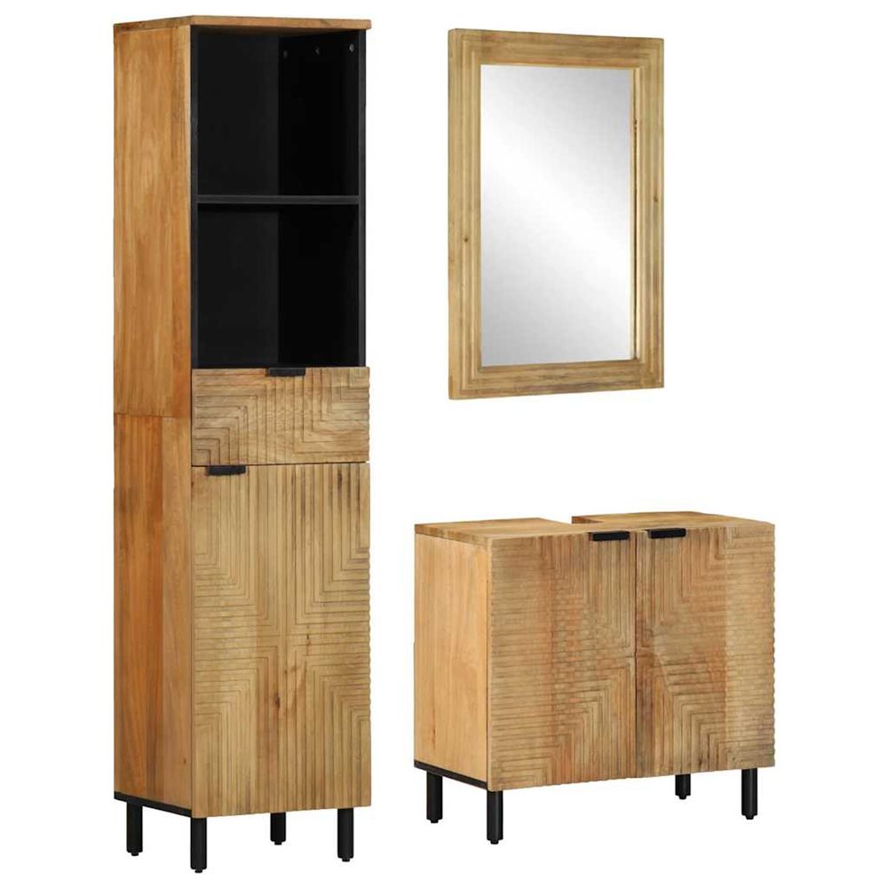 Ensemble de meubles de salle de bain 3 pcs marron