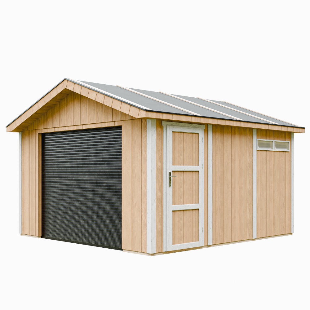Garage qualité premium 13 m² - l378xl412 cm - timbela m990b-harvest honey