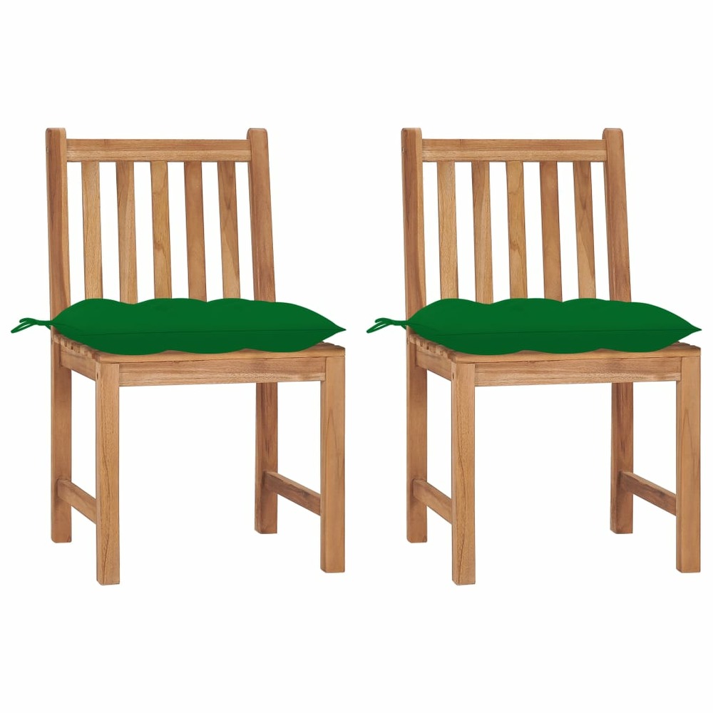 Chaises de jardin lot de 2 avec coussins bois de teck massif