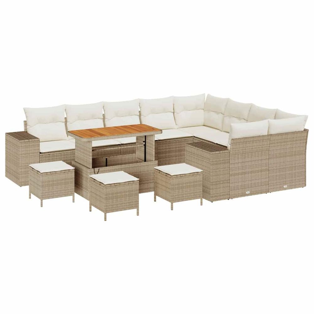 Ensemble de canapé de jardin 13 pc beige polyrotin