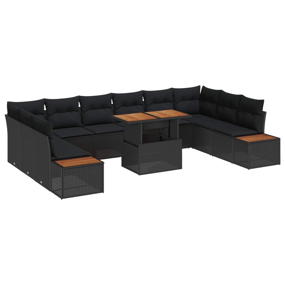 Ensemble de canapé de jardin 11 pc noir poly rotin
