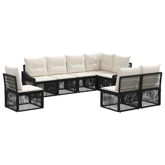 Ensemble de canapé de jardin 8 pc noir polyrotin