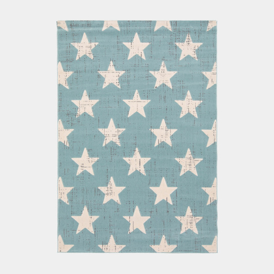 Tapis chambre d'enfant - star vintage - bleu pastel - 160 x 230 cm