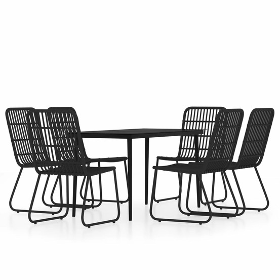 Ensemble à manger de jardin 7 pcs noir