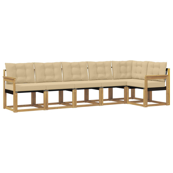 Ensemble de canapés d'extérieur 6 pcs blanc et beige