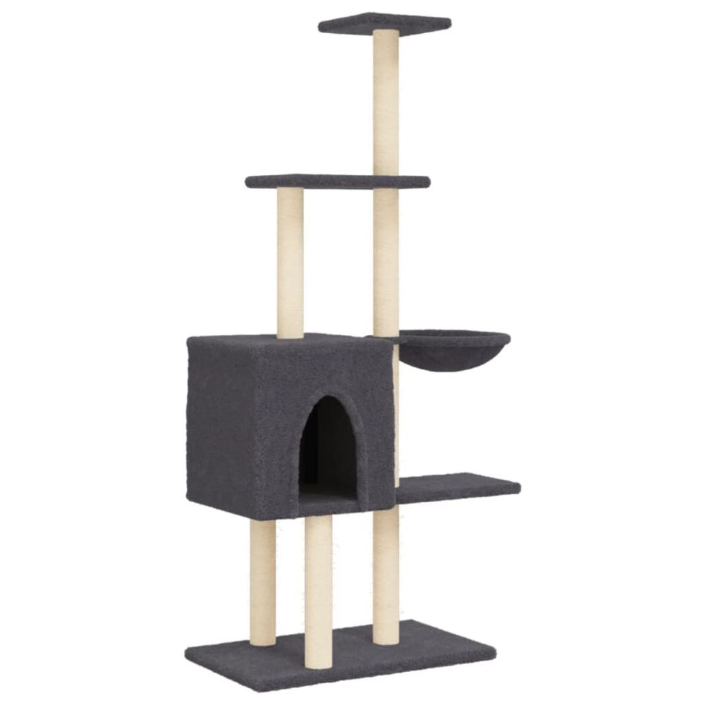 Arbre à chat avec griffoirs en sisal gris foncé 145 cm