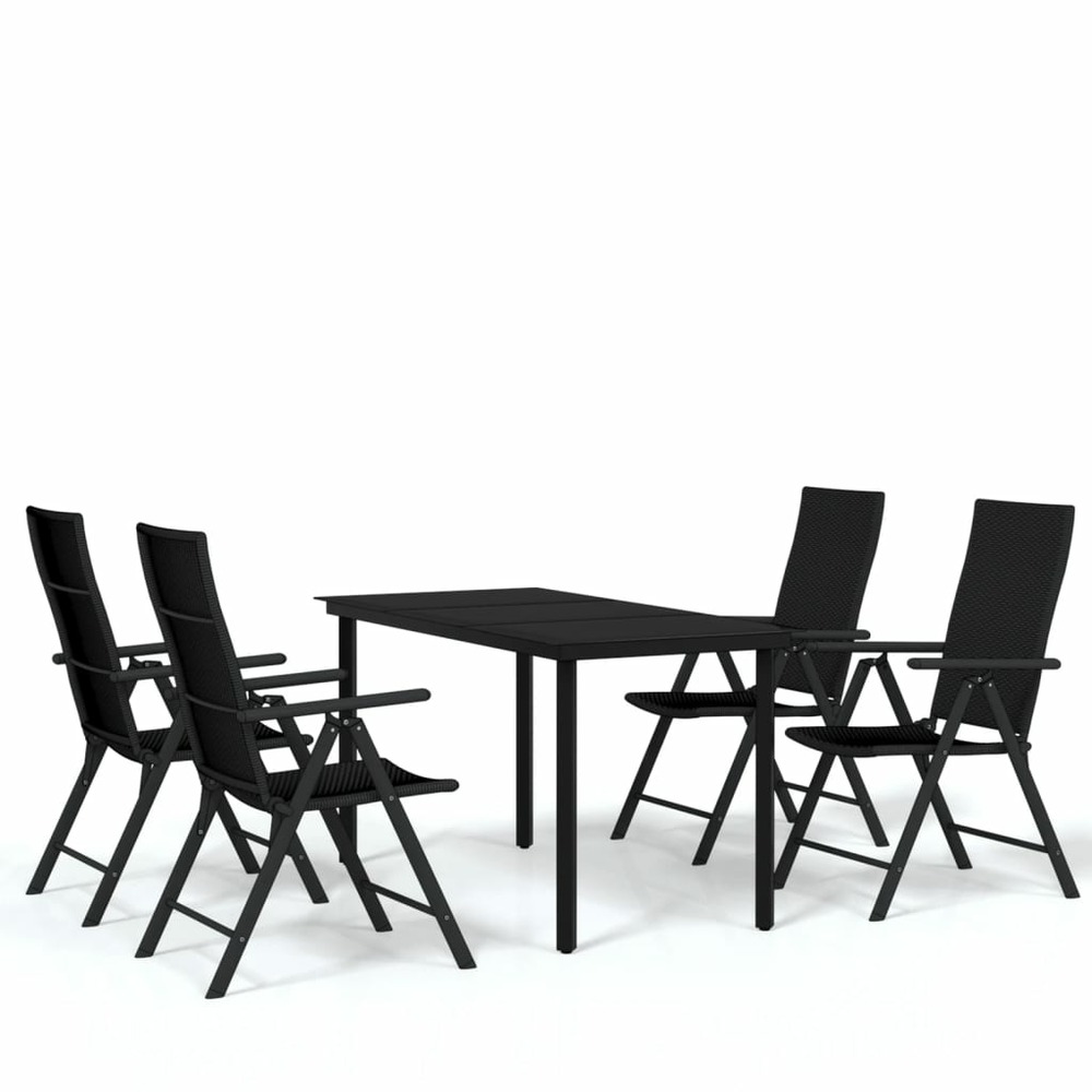 Ensemble de salle à manger de jardin meuble extérieur 5 pièces noir