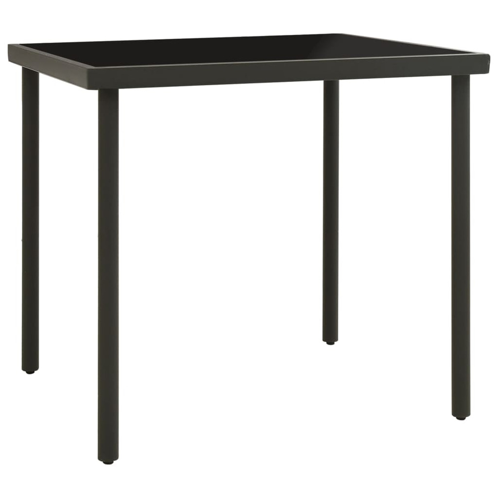 Table à dîner d'extérieur anthracite 80x80x72 cm verre et acier