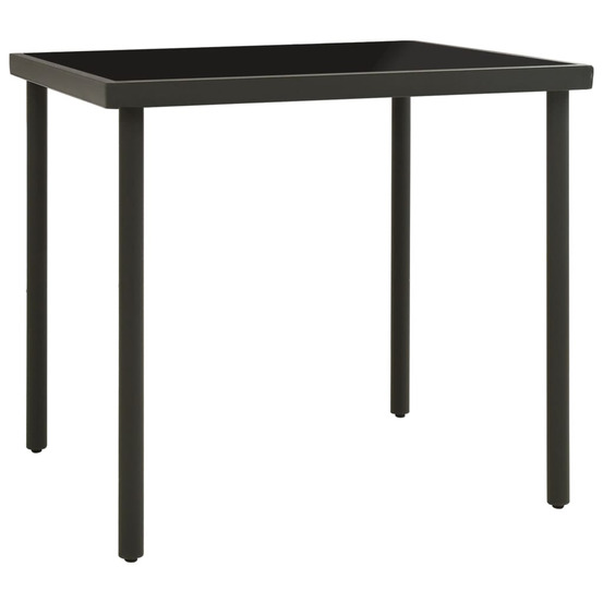 Table à dîner d'extérieur anthracite 80x80x72 cm verre et acier