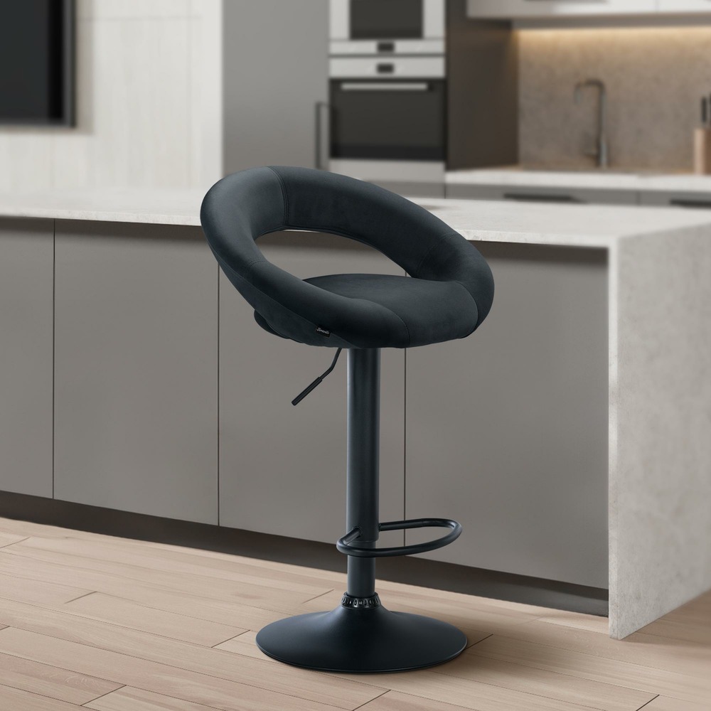 Tabouret de bar olinda velours noir
