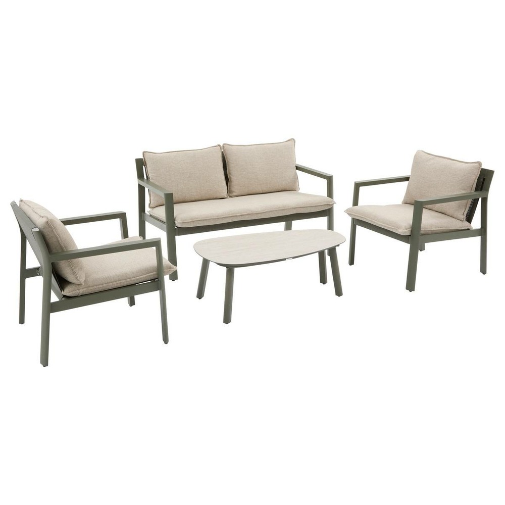 Salon de jardin flovia 4 places vert laurier