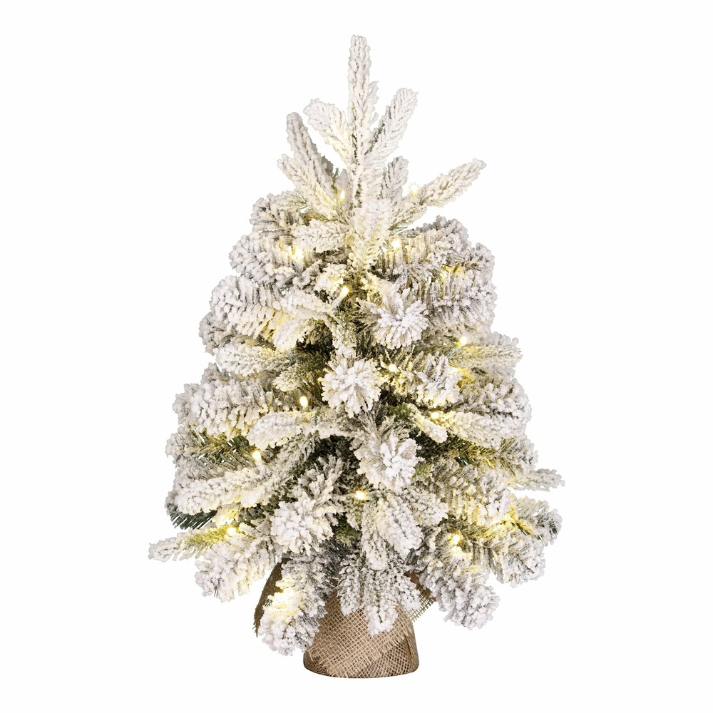 Black box trees grimshaw sapin de noel avec toile de jute dual led vert givre 40l 56 tips batterie et minuteur- h60xd45cm